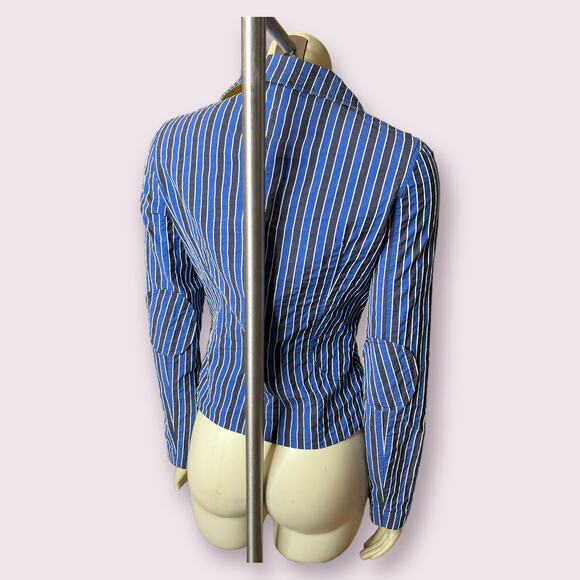 Tibi Navy Blue Striped Blazer Lace Cuff - Picture 4 of 6